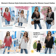 thumbnail image 6 of Grosy Embroidered Tops for Women 3/4 Sleeve V Neck Plus Size Boho Mexican Style Blouse Peasant Tops Women T Shirts Casual Tee Ladies Tunics-3XL/Black/806/G, 6 of 10