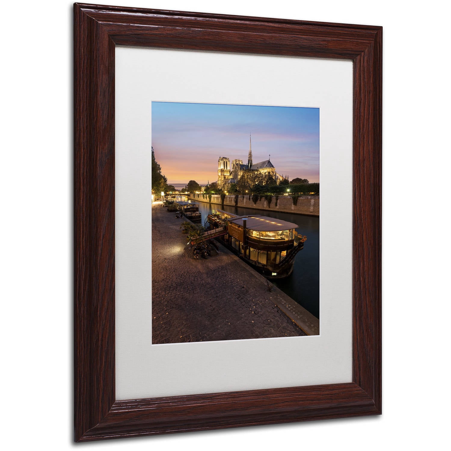 Trademark Fine Art "Sunset in Notre Dame de Paris" Canvas Art by Mathieu Rivrin, White Matte, Wood Frame