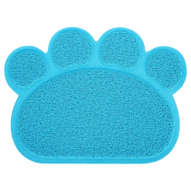 Cat Litter Mat, 15.4X11.6In Waterproof Cat Litter Box Mat For Small Pets For Cats For Dogs Sky Blue Paw Shape