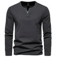 thumbnail image 2 of gakvbuo Henley Shirts For Men Long Sleeve Button Down Shirts Slim Fit Cotton Lightweight Basic Pullover T-Shirt Blouses, 2 of 5