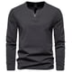 thumbnail image 2 of Blusas y camisas de manga larga con cuello en V para hombre, estilo casual, de color liso, con empalme, de manga larga y cuello en V, de poliéster y algodón., 2 of 4
