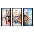 thumbnail image 2 of Designart "Architectural Marvel Red Bridge II" Cityscapes Framed Wall Art Set Of 3 - Red Bridges Frame Canvas Set For Living Room Decor, 2 of 6