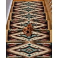 thumbnail image 2 of Stair Treads for Wooden Steps,Brown Teal Red Boho Peel and Stick Stair Treads with Adhesive,Southwestern Vintage Geometric Art Non Slip Indoor Stairs Runner Rugs Mats for Elders Dogs 8"x30" 7PCS, 2 of 7