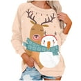 thumbnail image 2 of Chandail en Molleton de Noël pour Femmes 2023 Mode Imprimé de Noël Manches Longues Blouse Col Rond Chandail Décontracté Hauts Chandails en Molleton en Liquidation, 2 of 4
