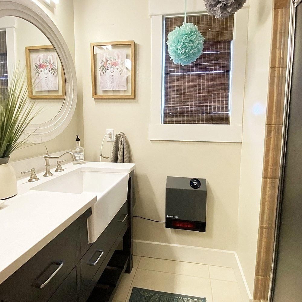 Heat Storm 1000w Deluxe Indoor Infrared Wall Heater, Grey