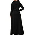 thumbnail image 4 of SMihono Womens Long Sleeve Drawstring Hooded Maxi Sweatshirt Dress Fall Winter Solid Oversized Swing Dress with Pockets Black L, 4 of 5