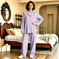 thumbnail image 5 of Matching Pjs for Couples Button Down Plaid Sleepwear Women and Mens Pajamas Long Sleeve Soft Couples Matching Outfits Loungewear Light Purple M, 5 of 7