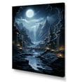 thumbnail image 2 of Designart "Misty Cliffside Moonlit Landscape Mystery II" Fantasy Canvas Wall Art - Global Blue Moon Hallway Wall Art Decor, 2 of 6