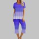 thumbnail image 2 of Pijamas de Verano para Mujeres, Suelto Impreso Manga Corta Superior Y Pantalones Recortados, Cuello Redondo Casual, 2 of 6