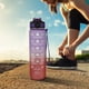 thumbnail image 5 of Botella de agua con pulverizador de gradiente esmerilado morado y naranja, motivacional 32oz apertura de eyección de prensa, sin BPA, boca ancha, flujo rápido de agua, deportes al aire libre, 1000ml, 5 of 8