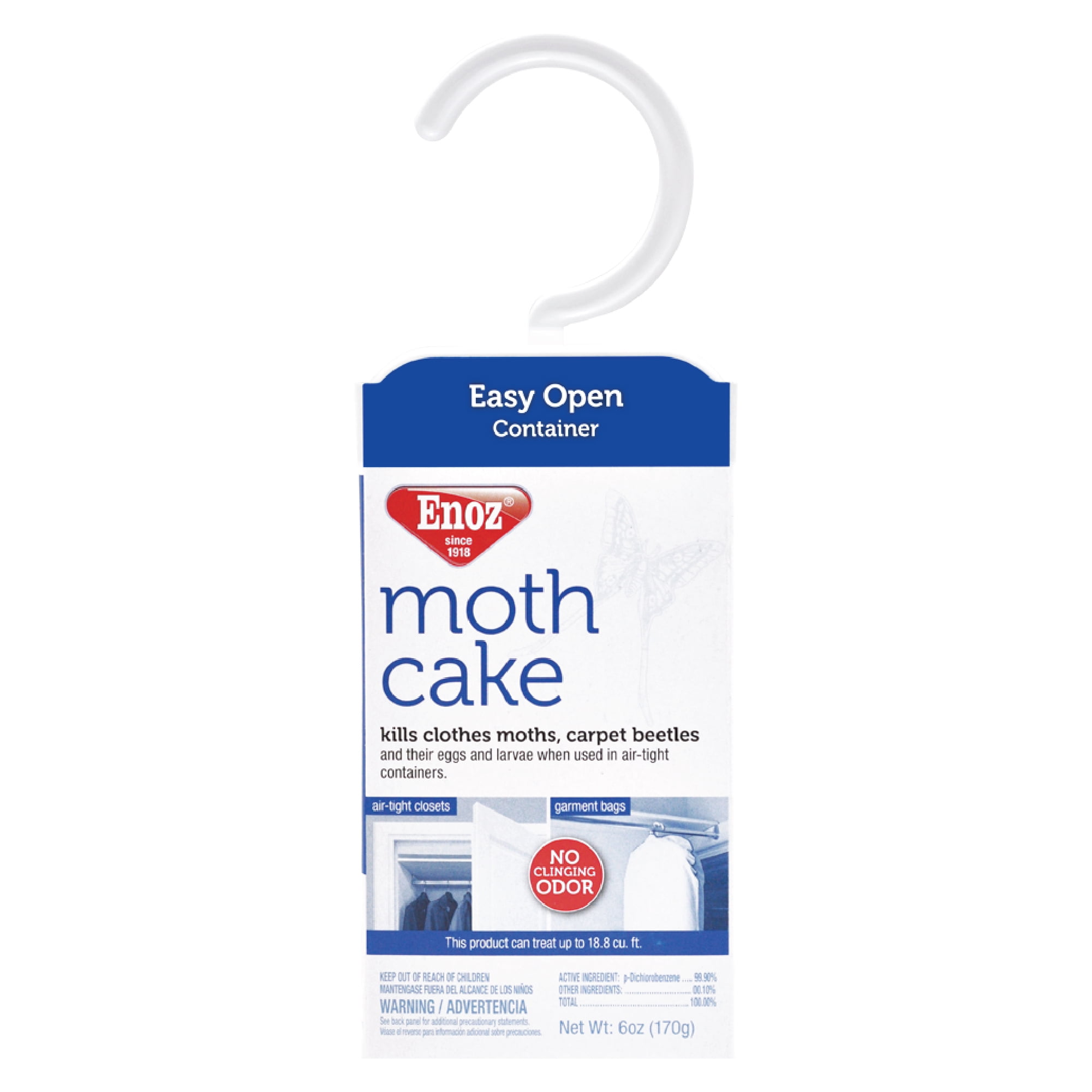 Enoz Moth Cake Pack of 6 Kills Clothes Moths and Eggs and Larvae Carpet Beetles