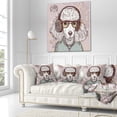 thumbnail image 3 of Designart Funny Hipster Poodle with Glasses - Contemporary Animal Throw Pillow - 16x16, 3 of 5
