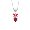 thumbnail image 2 of Delight Jewelry Silvertone Large Enamel Strawberry Red Bow Heart Necklace, 2 of 4