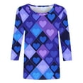thumbnail image 4 of UAMVSH Valentine Shirts for Women Plus Size 3/4 Sleeve Blouses Casual Print Crewneck Tunic Tops Trendy Oversized T-Shirt S-5XL, 4 of 5