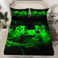 thumbnail image 2 of jejeloiu Teens Video Game Queen Sheet Sets,Gamepad Console Gaming Flat Sheet,Green Black Queen Fitted Sheet For Kids,Microfiber Bedroom Decor,4pcs, 2 of 7