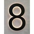 thumbnail image 1 of 8′′ Numéros de Maison Modernes à DEL Rétroéclairés, Prima Decorative Hardware 0–9 – Panneau d'Adresse à DEL Flottant, Acier Inoxydable Résistant aux Intempéries avec Lumière Chaude, Métal Noir avec Acrylique Givré Blanc, 1 of 45