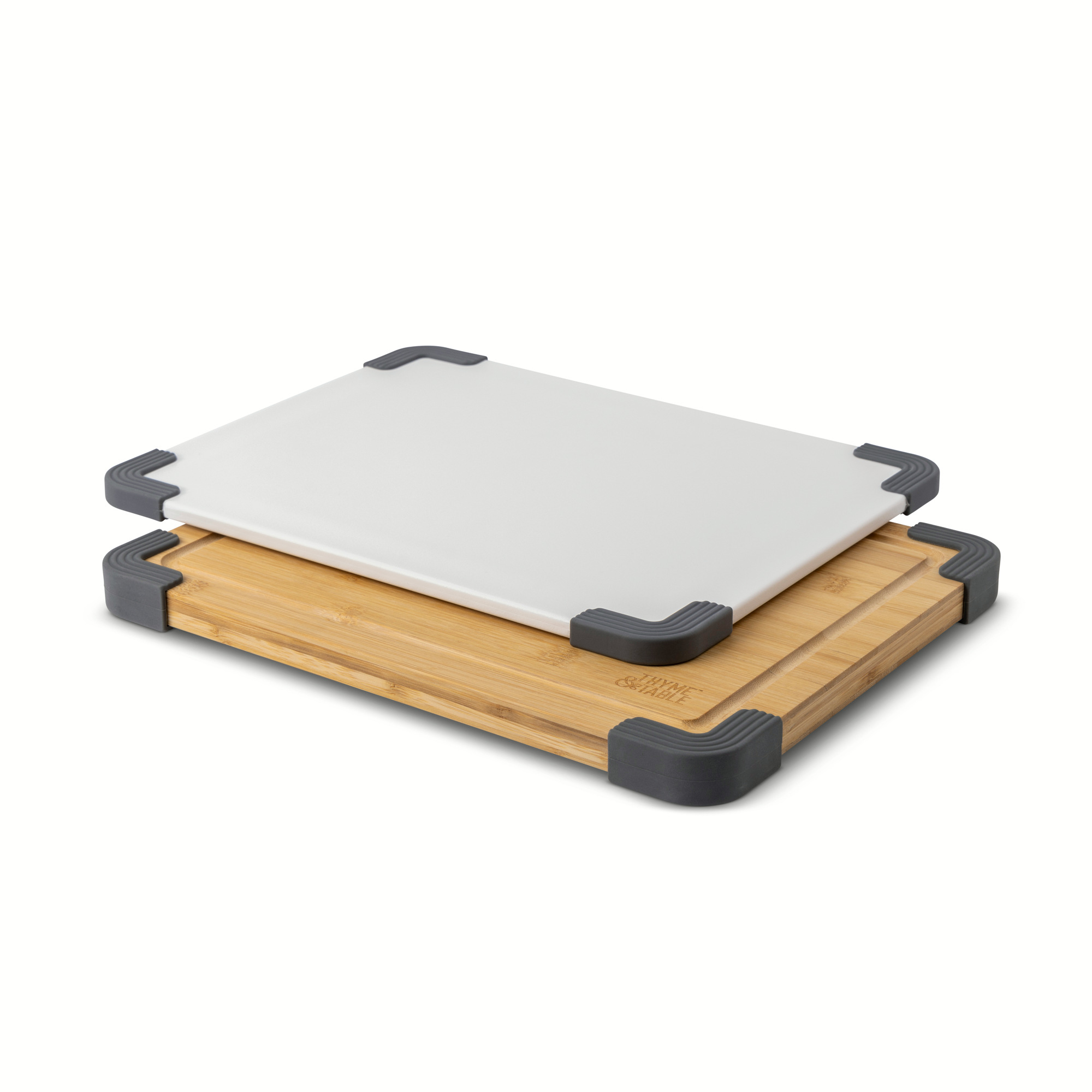 Thyme & Table 2-Piece Cutting Board Set, Bamboo & Polypropylene photo 3