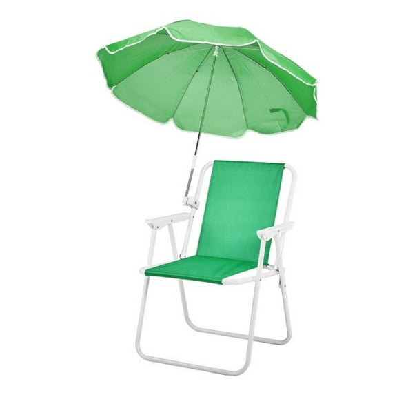 Folding Beach Chair with Umbrella, Portable Camping Chair for Adults - 265lbs Capacity, Lightweight Travel Picnic Chair for Outdoor Activities, Green