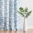 thumbnail image 3 of Exultantex Blue and White Semi Sheer Curtains for Kitchen Leaves Print Panels, 55"W x 63"L, Grommet Top, 2 Panels, 3 of 6
