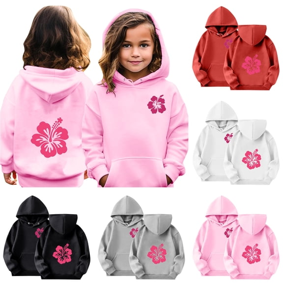 Utoimkio Toddler Kid Boy Girls Long Sleeve Hooded Sweatshirts Cute Print Pullover Top Fall Blouses for Kids