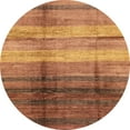 thumbnail image 1 of Ahgly Company Machine Washable Indoor Round Abstract Orange Area Rugs, 4' Round, 1 of 7