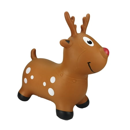 UPC: 0309272975680 | BounceZiez Inflatable Reindeer Animal Hopper Giftable Toy for Children Ages 3+ by Waloo Products
