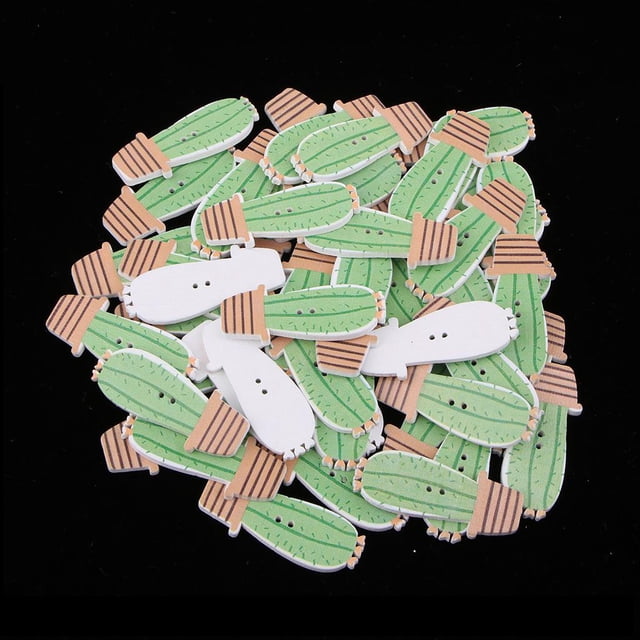 50 Pedazos Botones de de Historieta en 2 Agujeros Hechas para Proyectos y Artesanía, Colecciones, Soledad Botón de madera de dibujos animados