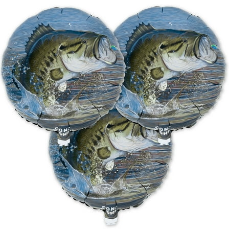 Havercamp Gone Fishin' Party Balloons (3 Pcs!) 18"flat, inflate to 12" Round Foil Mylar Balloons from the Trademarked Gone Fishin' Party Collection!