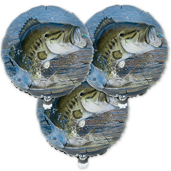 Havercamp Gone Fishin' Party Balloons (3 Pcs!) 18"flat, inflate to 12" Round Foil Mylar Balloons from the Trademarked Gone Fishin' Party Collection!