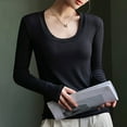 thumbnail image 4 of BLVB Women's Crewneck Fall Spring Basic Shirts Long Sleeve Going out Blouse Casual Slim Fitted Layer Tops Tee, 4 of 9