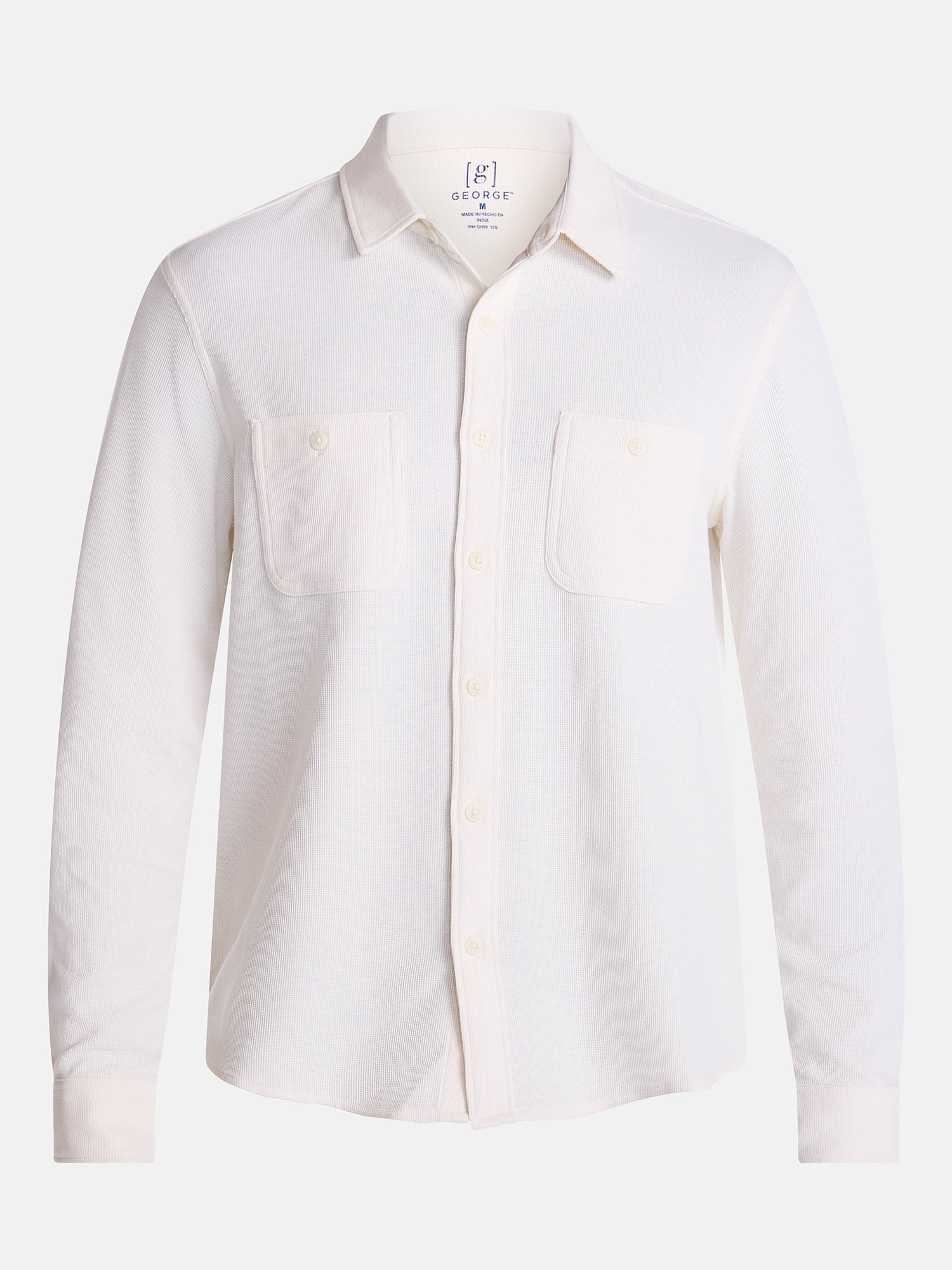 George Men's Waffle Knit Shirt with Long Sleeves, Sizes S-5XB