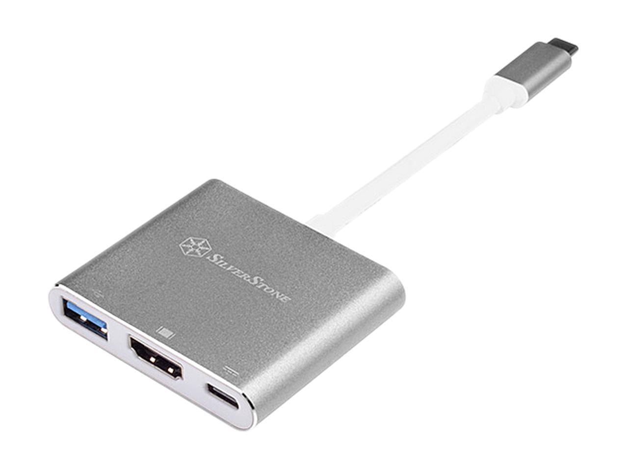 SilverStone USB Type-C Multi-purpose Hub with USB Type-A, USB Type-C, and HDMI, Charcoal Gray (EP08C)