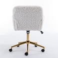 thumbnail image 5 of Modern Swivel Home Office Chair, Mid-Back Artificial Rabbit Hair Upholstered Computer Desk Chair Armchair with Gold Metal Legs & Universal Wheels, Adjustable Height 360 Swivel Vanity Task Chair, Beige, 5 of 7
