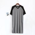 thumbnail image 2 of Kureaily Male Thin Splicing Long Casual Home Wear Comfortable V Neck Large Size Cotton Short Sleeved Soft Loose Pajamas Soft Lightweight Sleep Sets, 2 of 4