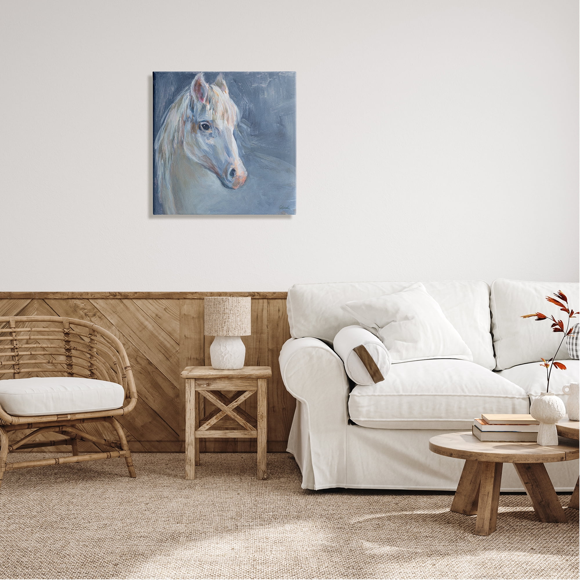 Stupell Industries Gentle Gray Horse Painting Animals & Insects Painting Gallery Wrapped Canvas Print Wall Art, 24 x 24