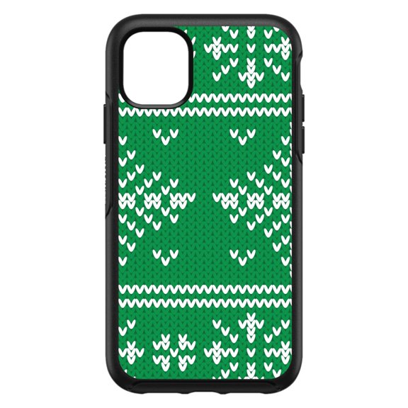 DistinctInk Custom SKIN / DECAL compatible with OtterBox Symmetry for iPhone 11 Pro MAX (6.5" Screen) - Green White Ugly Christmas Sweater - Christmas All Year