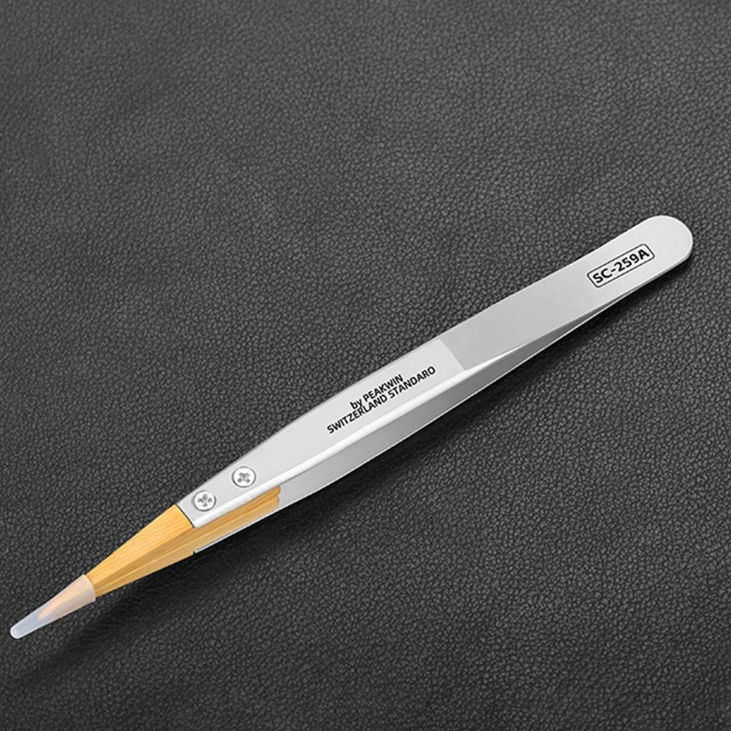 CEORPER Antimagnetic Tweezer With Boxwood Grip For Delicate Instrument Maintenance