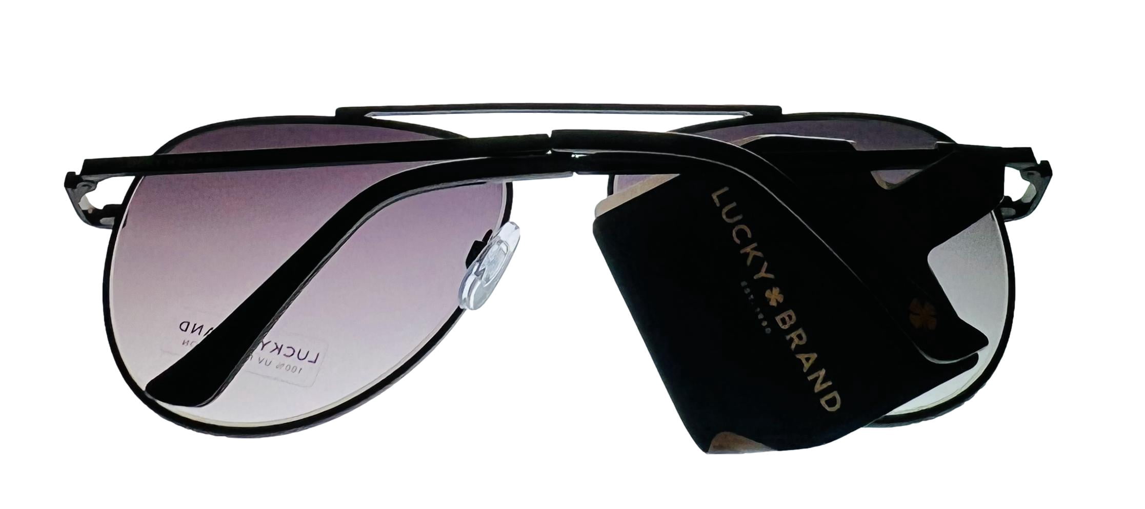 NWT Lucky Brand Callan Aviator Sunglasses Black Lucky Brand Mens Black Metal Aviator, Gradient Smoke Lens  main image 3