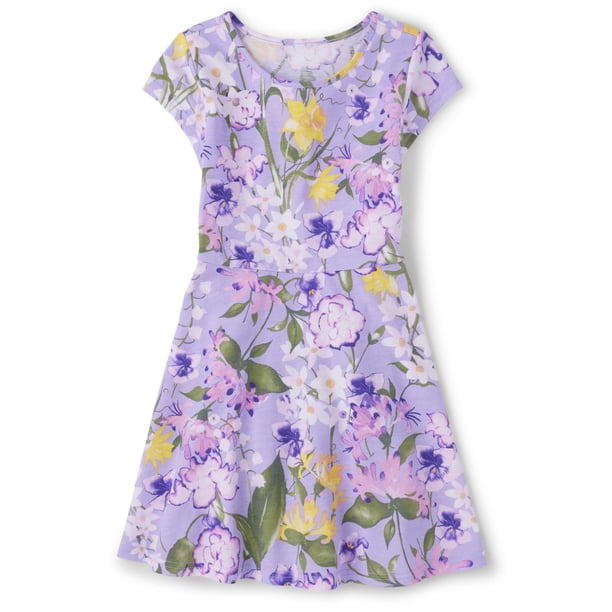 Vestido de moda The Children's Place Flower Purple para niñas de 10 a 12 años