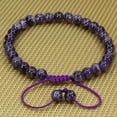 thumbnail image 2 of Natural A Grade African Amethyst Gemstone 6mm Round Beads Adjustable Braided Macrame Tassels Chakra Reiki Bracelets 7-9 inch Unisex, 2 of 2