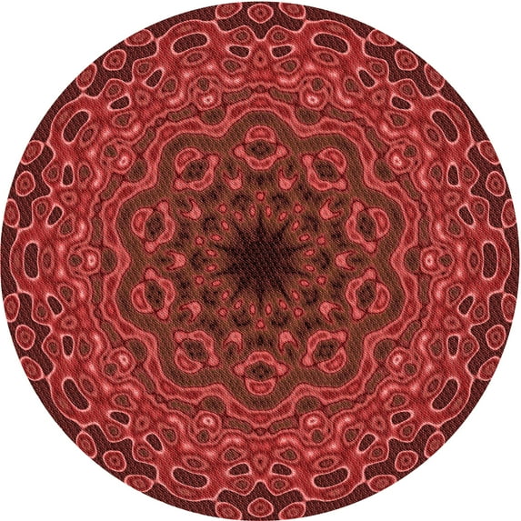 Ahgly Company Machine Washable Indoor Round Transitional Grapefruit Red Area Rugs, 3' Round