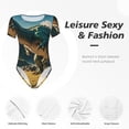 thumbnail image 4 of Fuzoiu Cute Green Dinosaur Blue Sky Print Women's Short-Sleeved Onesie, Short Sleeve Body Suits, Women Round Neck Bodysuits for Women,for Daily Wear, Parties, and Layering-XX-Large, 4 of 7