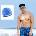 thumbnail image 3 of Gorro de natación para adultos, hombres y mujeres, de poliéster elástico, duradero y cómodo, color negro, 3 of 4
