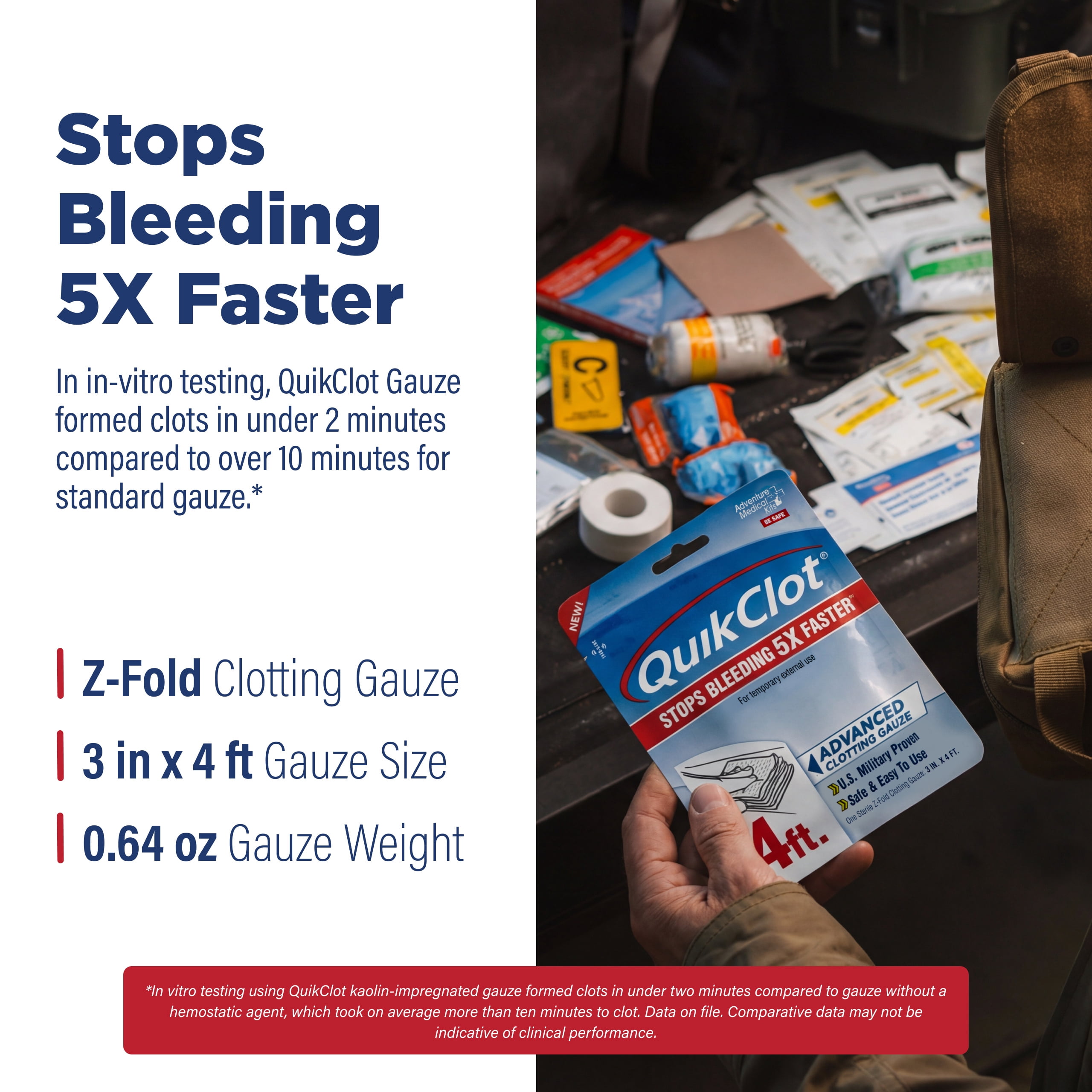 Adventure Medical Kits QuikClot Advanced Clotting Gauze - Stops