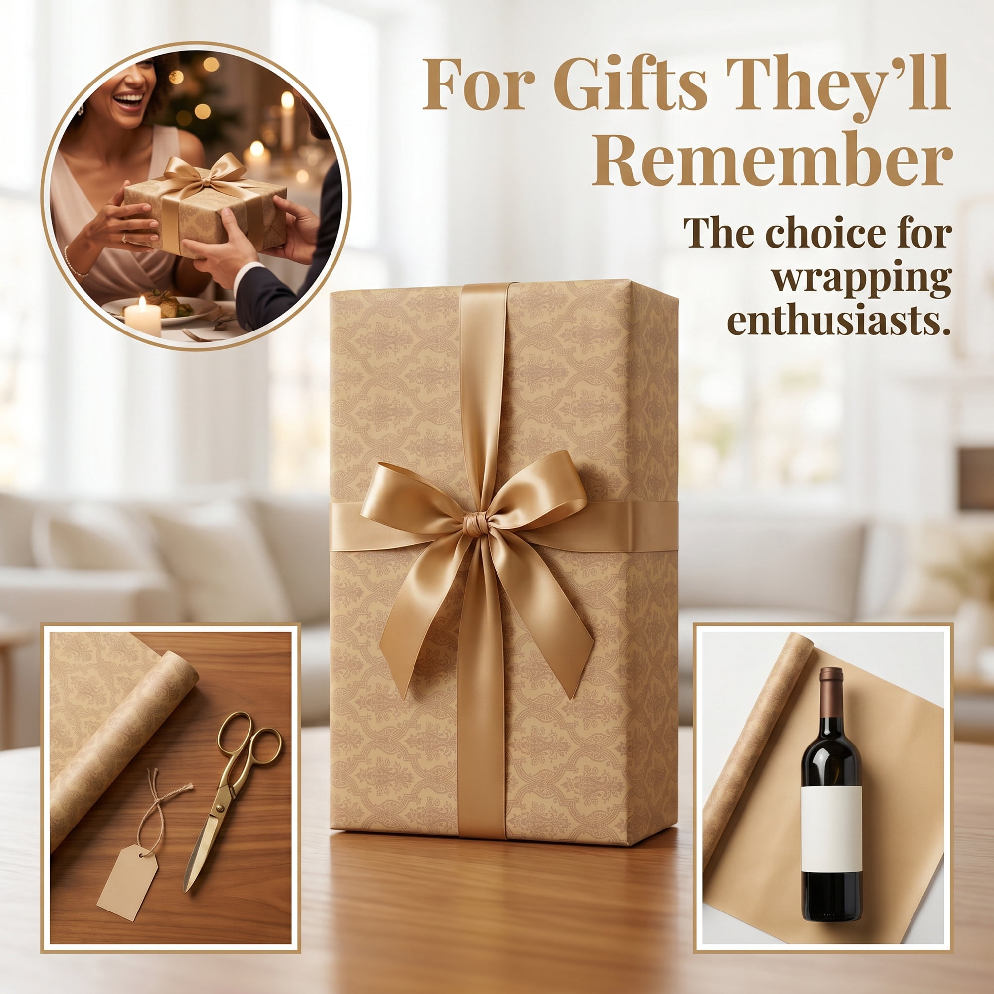 Unique Bargains Wrapping Paper Matte for Elegant Gift Wrap Presentation Khaki 39.4"x 27.6"