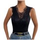 thumbnail image 1 of Blusa sin mangas con cuello en V de encaje sólido con cuello en V de verano de moda sexy informal para mujer Pompotops  lopia988297, 1 of 9