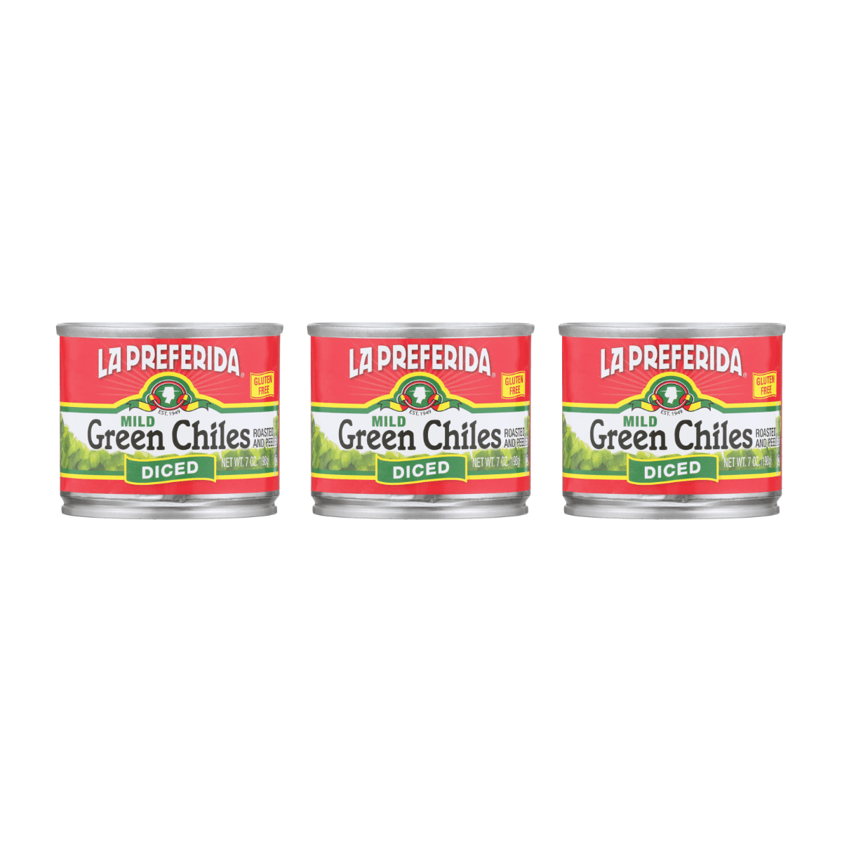 La Preferida Diced Green Chiles, Mild 7 OZ (Pack of 3)