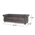 thumbnail image 2 of Noble House Aaniya Tufted Microfiber Sofa, Slate, Dark Brown, 2 of 10