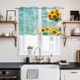 thumbnail image 2 of 2 Panels Kitchen Tier Curtains 39 Inch Length, Watercolor Grommets Window Treatment Curtain, Lemon Lake Aqua Summer Ocean Watercolor Thermal Curtains Drapes for Living Room/Bathroom, 2 of 9