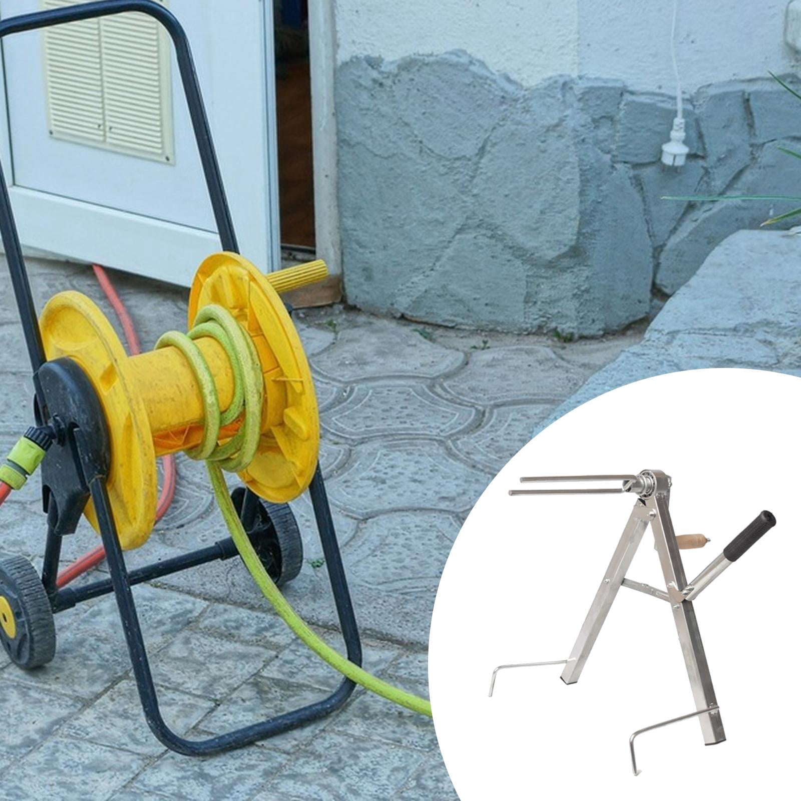 simhoa Hose Reel Organizer Heavy Duty Manual Hand Crank Garden Hose Storage Water Tube Holder for Firefighting Outdoor Watering